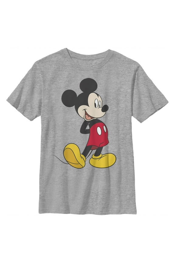 Boy's Mickey & Friends Smiling Mickey Mouse Portrait Graphic Tee Athletic Heather Large
