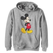 Boy's Mickey & Friends Smiling Mickey Mouse Portrait Pull Over Hoodie Athletic Heather Large