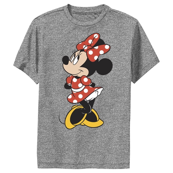Boy's Mickey & Friends Smiling Minnie Mouse Portrait Performance Graphic Tee Charcoal Heather Small