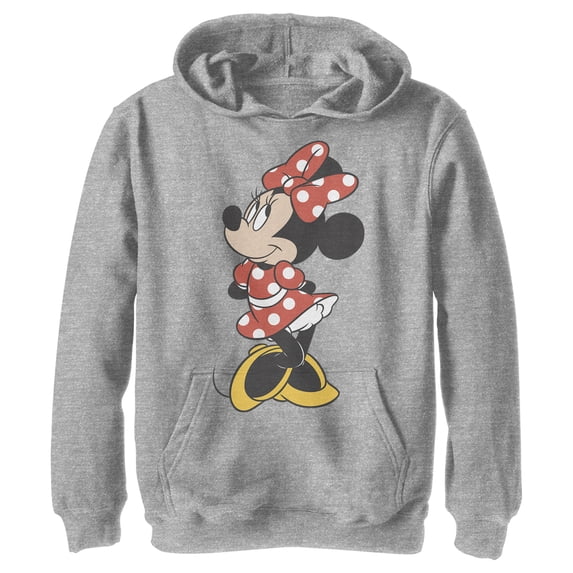 Boy's Mickey & Friends Smiling Minnie Mouse Portrait Pull Over Hoodie Athletic Heather X Large