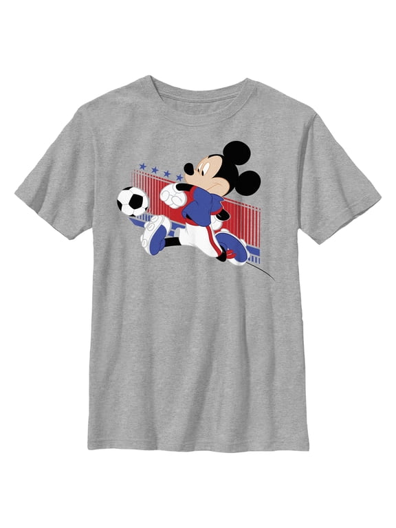 Boy's Mickey & Friends Mickey Mouse Soccer USA Graphic Tee Athletic Heather Small