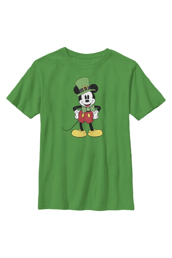 Boy's Mickey & Friends St. Patrick's Day Retro Portrait Graphic Tee Kelly Green X Small