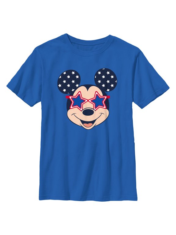 Boy's Mickey & Friends Star Sunglasses Graphic Tee Royal Blue X Large