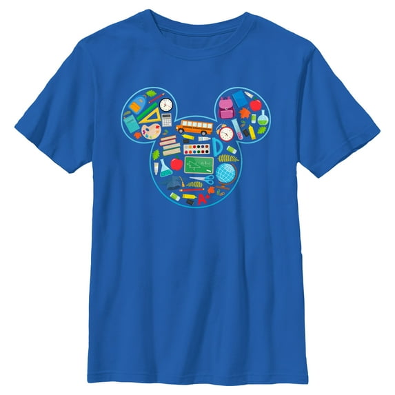 Boy's Mickey & Friends Teacher Supplies Logo Graphic Tee Royal Blue Small