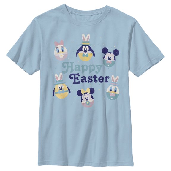 Boy's Mickey & Friends The Egg Squad Crew  Graphic Tee Light Blue Medium