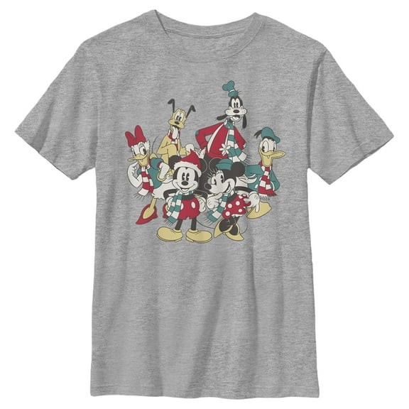 Boy's Mickey & Friends The Gangs Together For Holiday  Graphic Tee Athletic Heather Medium
