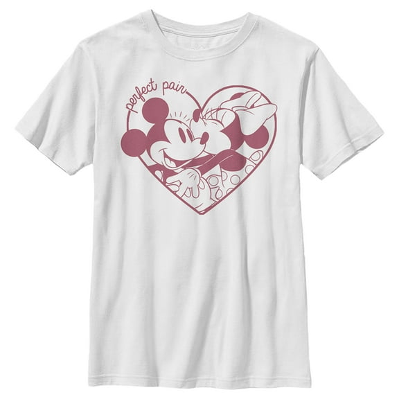 Boy's Mickey & Friends The Perfect Pair Heart Graphic Tee White Large