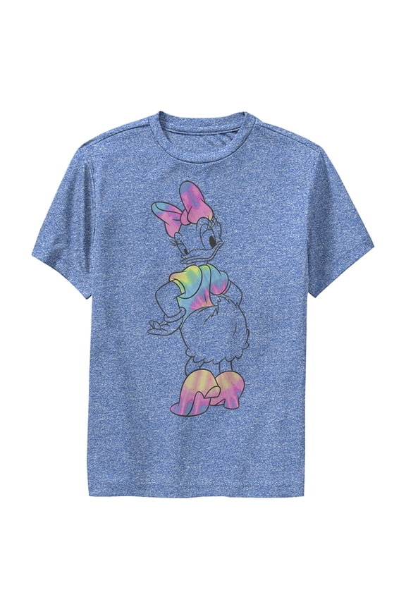 Boy's Mickey & Friends Tie Dye Daisy Performance Graphic Tee Royal Blue Heather Medium