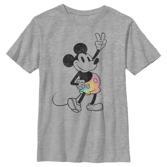 Boy's Mickey & Friends Tie-Dye Mickey Graphic Tee Athletic Heather Small
