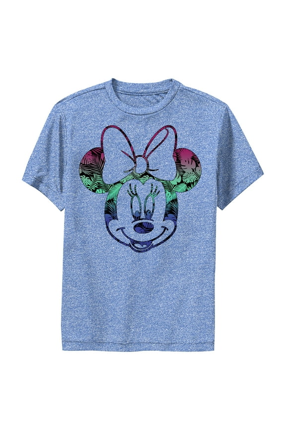 Boy's Mickey & Friends Tropical Minnie Performance Graphic Tee Royal Blue Heather Large
