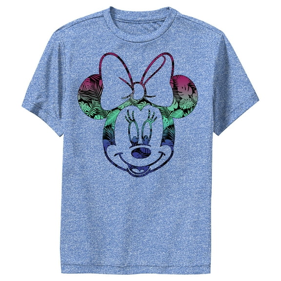Boy's Mickey & Friends Tropical Minnie  Performance Graphic Tee Royal Blue Heather Medium