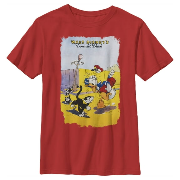 Boy's Mickey & Friends Unlucky Donald  Graphic Tee Red Large