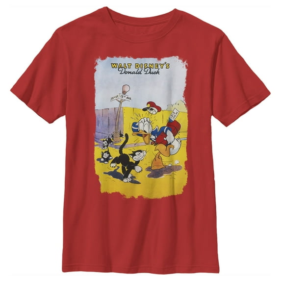 Boy's Mickey & Friends Unlucky Donald Graphic Tee Red Large