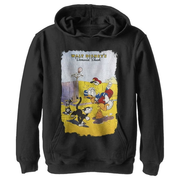 Boy's Mickey & Friends Unlucky Donald  Pull Over Hoodie Black Medium