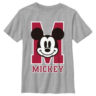 Boy's Mickey & Friends Varsity Large Face  Graphic Tee Athletic Heather Small