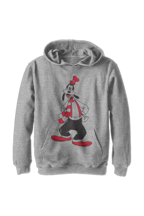 Boy's Mickey & Friends Winter Ready Goofy Outline Pull Over Hoodie Athletic Heather Medium