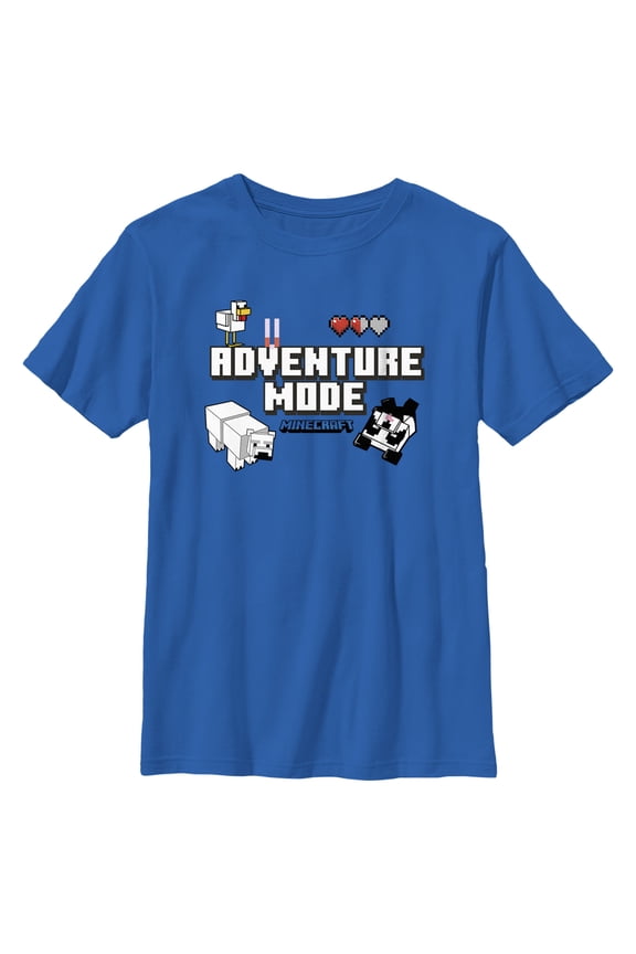 Boy's Minecraft Adventure Mode Bears Graphic Tee Royal Blue X Large