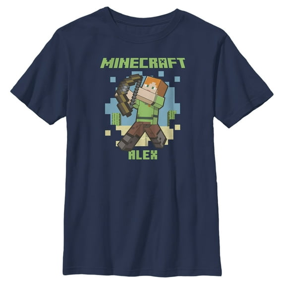 Boy's Minecraft Alex Graphic Tee Navy Blue Large