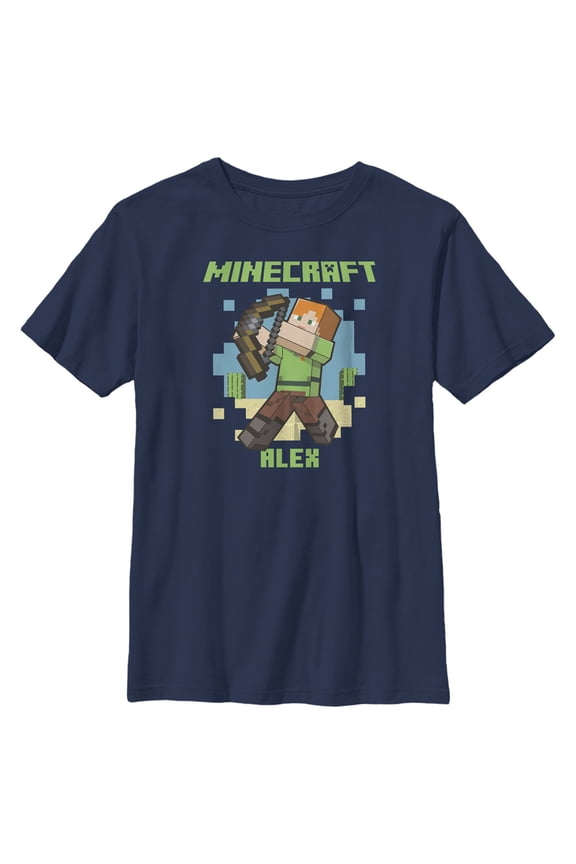 Boy's Minecraft Alex Graphic Tee Navy Blue X Large