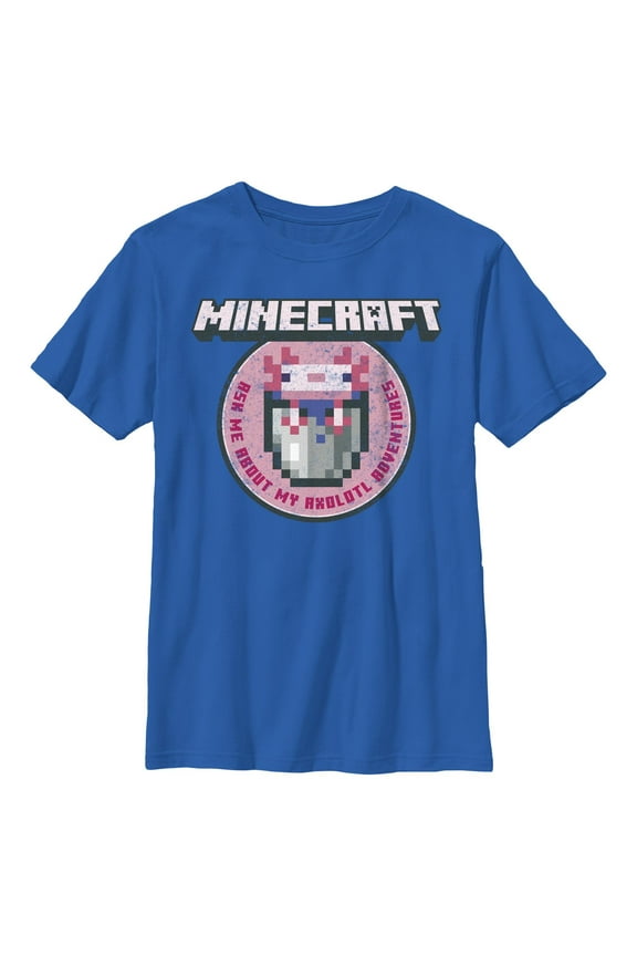 Boy's Minecraft Ask Me About My Axolotl Adventures  Graphic T-Shirt