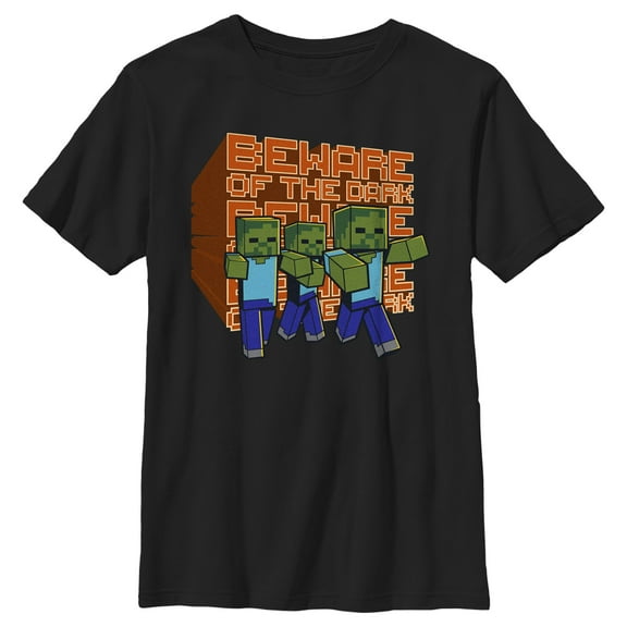 Boy's Minecraft Beware of the Dark Zombies  Graphic Tee Black Small