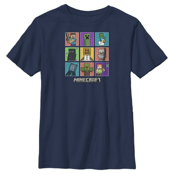 Boys' Husky Minecraft Character Boxes Graphic Tee Navy Blue Medium