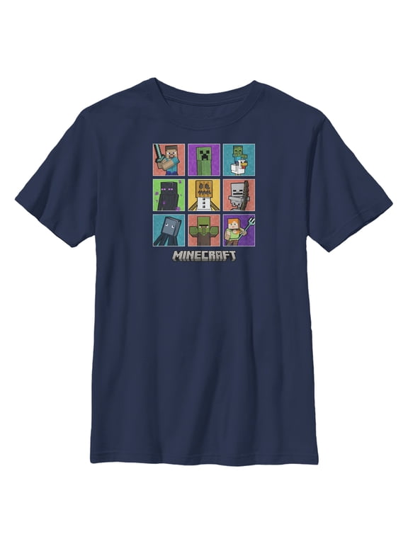 Boys' Husky Minecraft Character Boxes Graphic Tee Navy Blue Medium