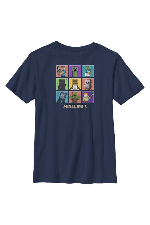 Boys' Husky Minecraft Character Boxes Graphic Tee Navy Blue X Large