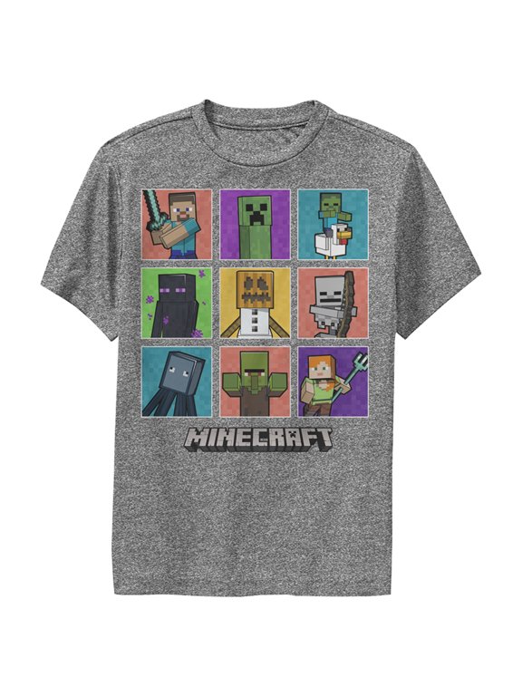 Boy's Minecraft Character Boxes Performance Graphic Tee Charcoal Heather Small