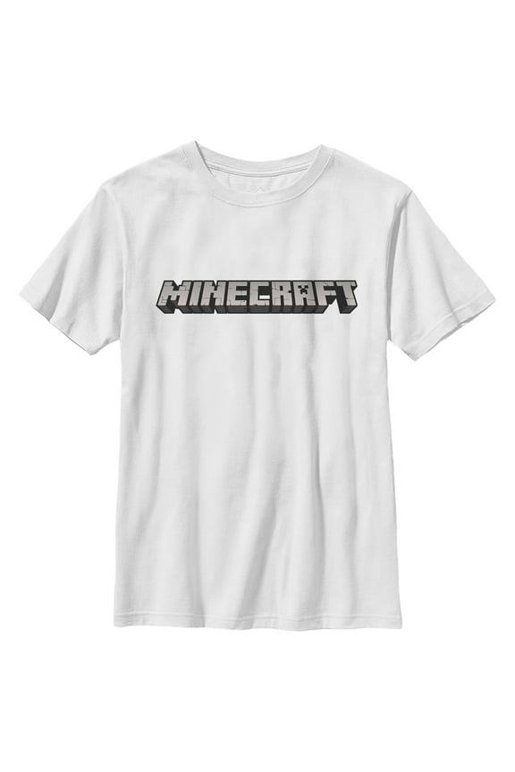 Boy's Minecraft Classic Logo White Graphic Tee White Large