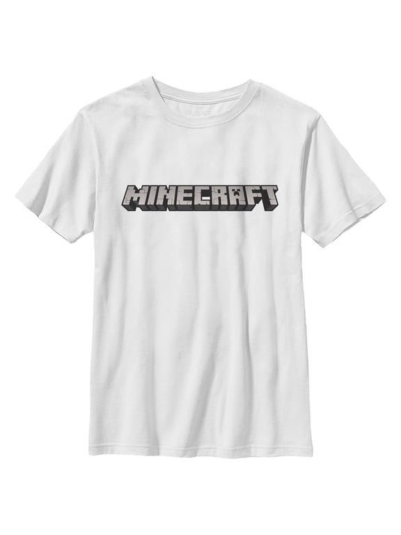 Boy's Minecraft Classic Logo White Graphic Tee White Medium