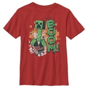 Boy's Minecraft Creeper Boom Graphic Tee Red Small