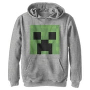 Boys Minecraft Creeper Face Pull Over Hoodie Athletic Heather Medium