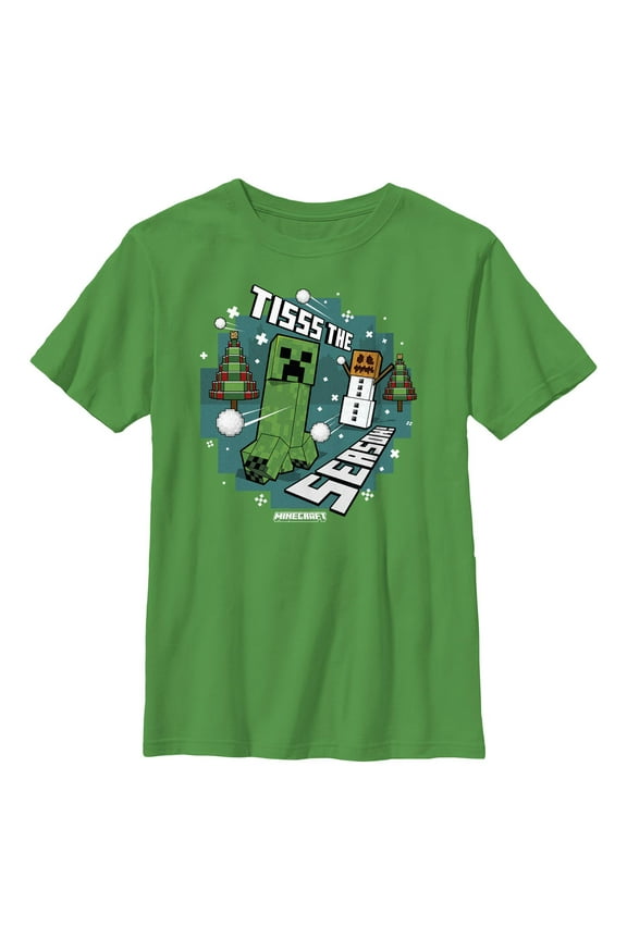 Boy's Minecraft Creeper Snow Season Graphic T-Shirt