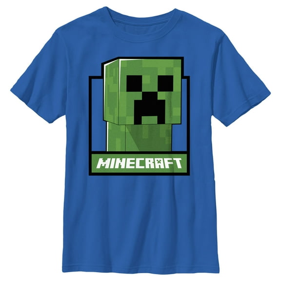 Boy's Minecraft Creeper in a Box  Graphic Tee Royal Blue Small