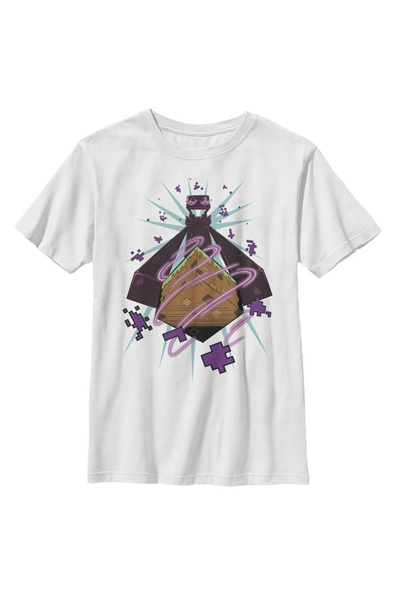 Boy's Minecraft Enderman  Graphic Tee White Large