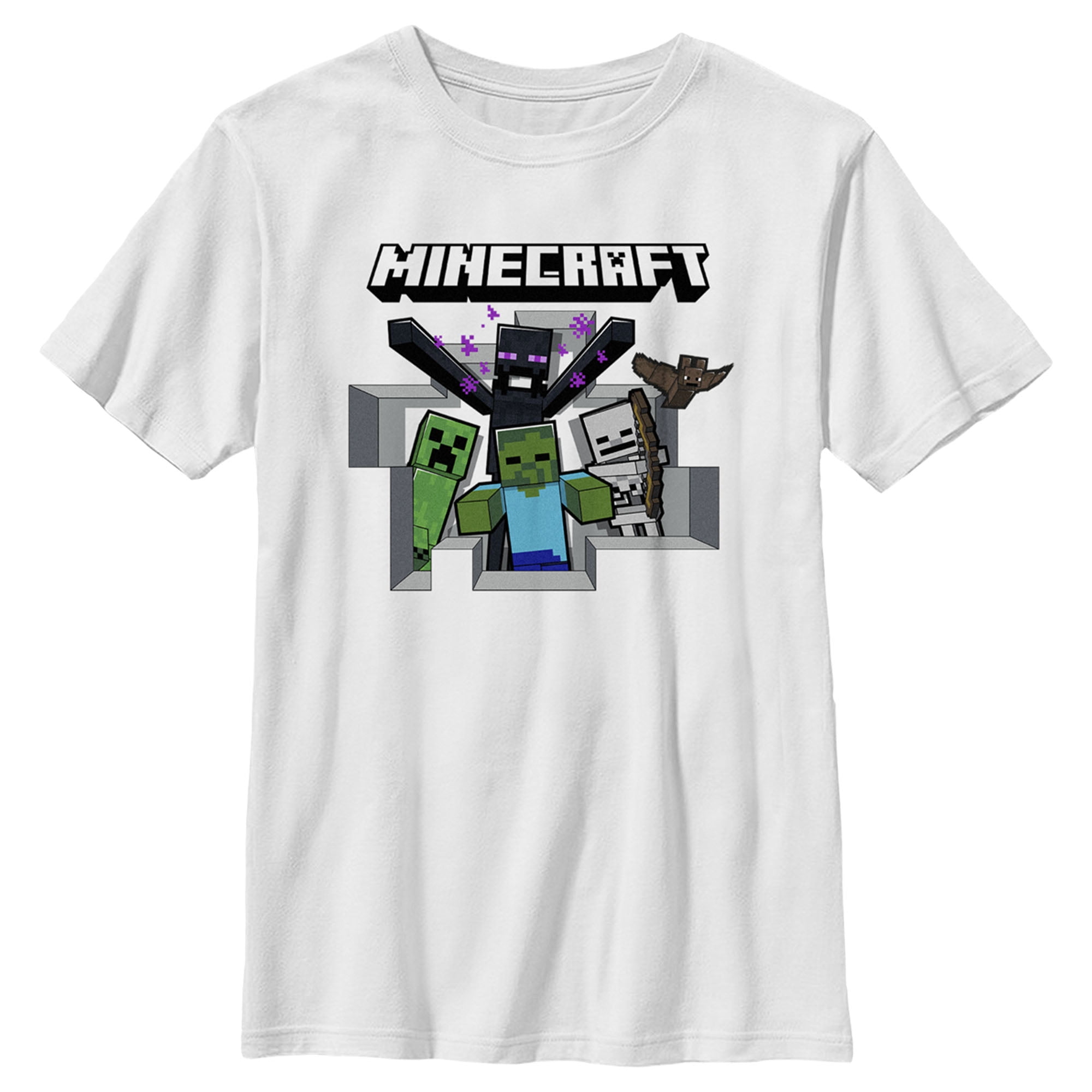 Boy's Minecraft Legends Creeper Logo T-Shirt - Charcoal Heather - Large