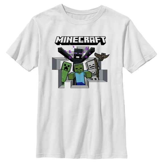 Boy's Minecraft Enemy Mobs Graphic Tee White X Large