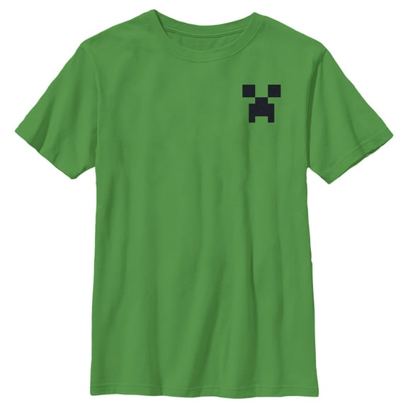 Boy's Minecraft Faux Pocket Creeper Graphic Tee Kelly Green Large