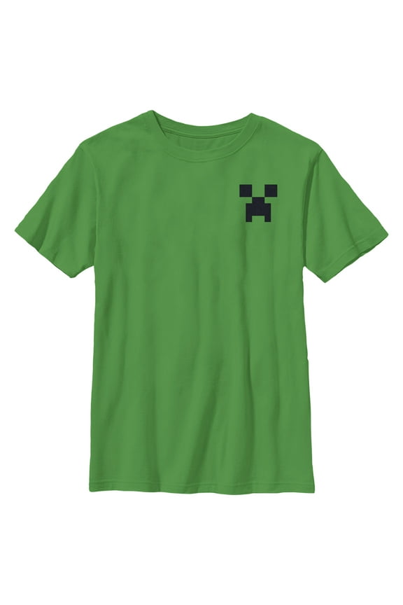 Boy's Minecraft Faux Pocket Creeper Graphic Tee Kelly Green Medium