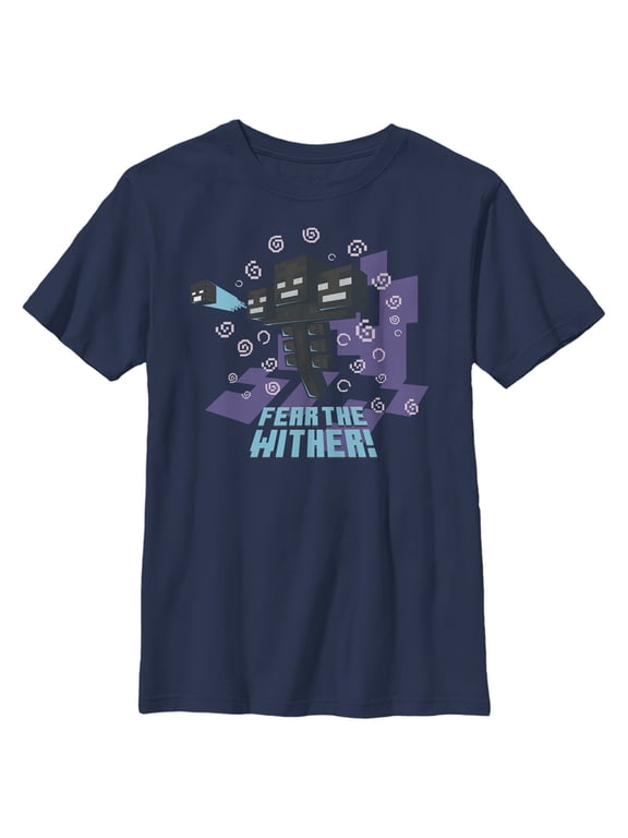 Boy's Minecraft Fear the Wither Graphic Tee Navy Blue Small