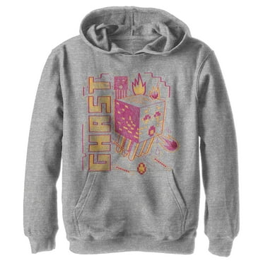 Boy's Minecraft Ghast Sketch  Pull Over Hoodie Athletic Heather Large