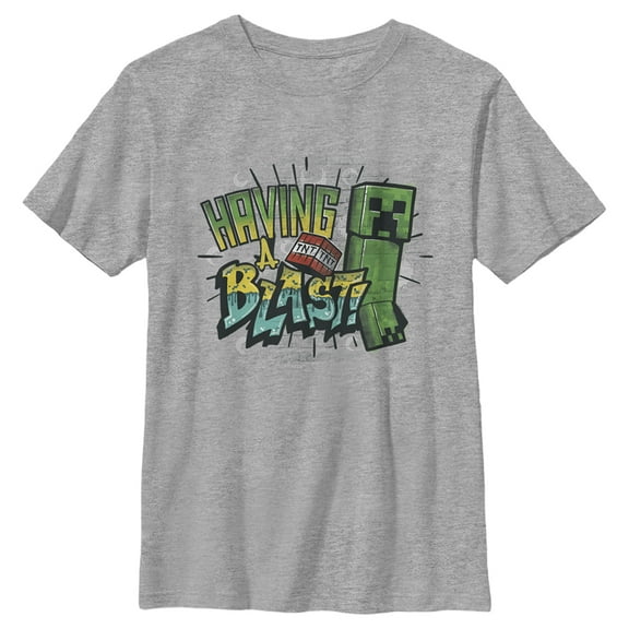 Boy's Minecraft Having a Blast  Graphic Tee Athletic Heather X Large