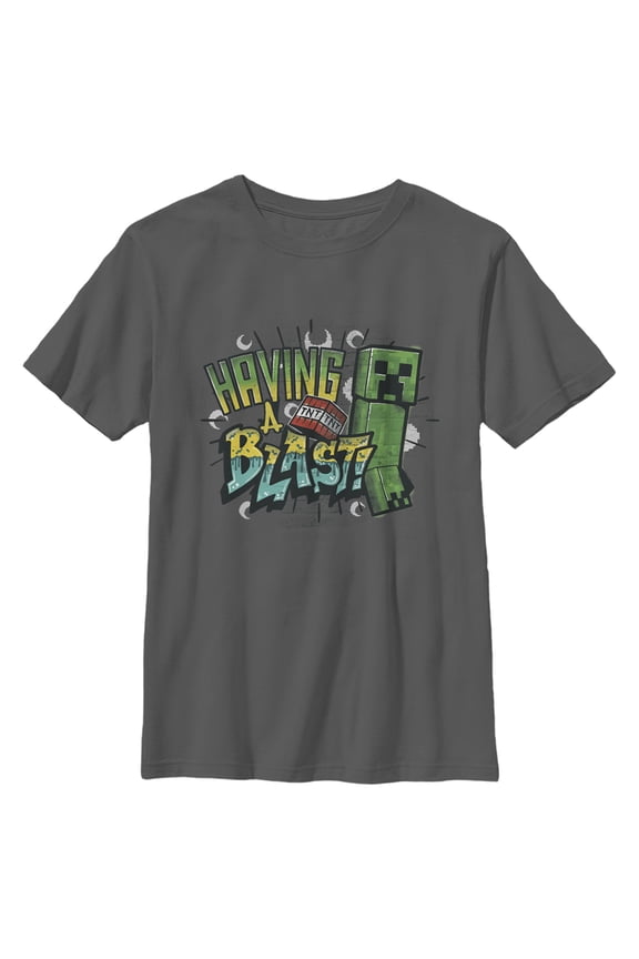 Boy's Minecraft Having a Blast Graphic Tee Charcoal Medium