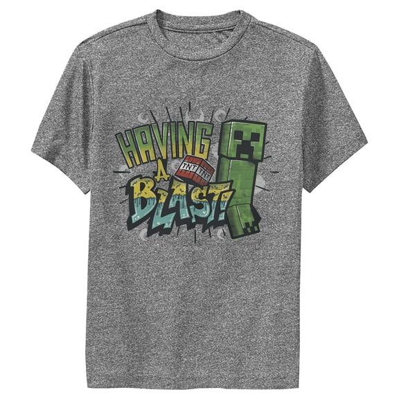Boy's Minecraft Having a Blast Performance Graphic Tee Charcoal Heather X Large