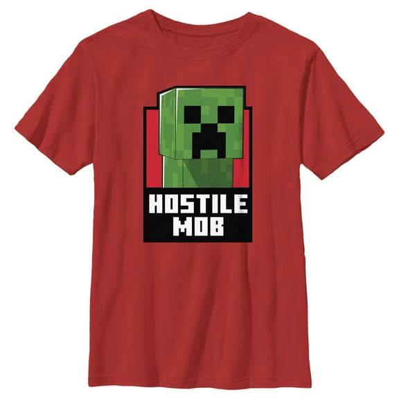 Boy's Minecraft Hostile Mob Creeper Graphic Tee Red X Large