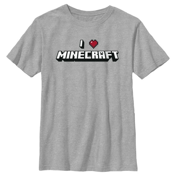 Boy's Minecraft I Heart Minecraft  Graphic Tee Athletic Heather X Large