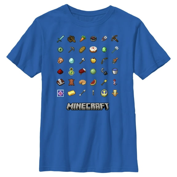 Boy's Minecraft Item Collection  Graphic Tee Royal Blue X Large