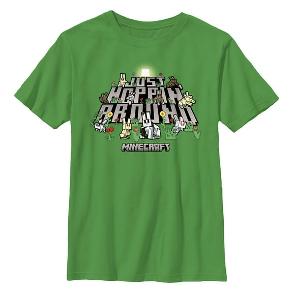Boy's Minecraft Just Hoppin' Around  Graphic Tee Kelly Green Medium