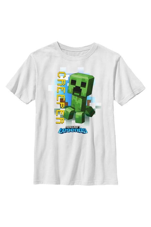 Boy's Minecraft Legends Creeper Graphic Tee White Small